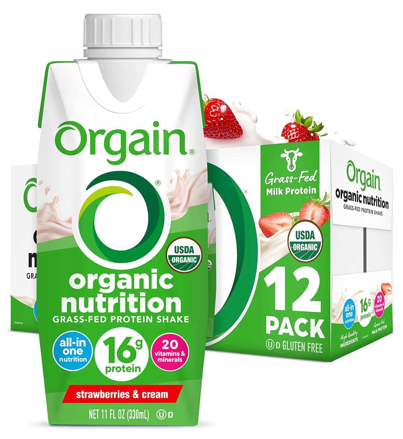 Orgain Organic Nutritional Protein Shake, Vanilla Bean - 16g Grass Fed Whey Protein, Meal Replacement, 20 Vitamins & Minerals, Gluten Free, Soy Free, 11 Fl Oz (Pack of 12) (Packaging May Vary) - Image 1